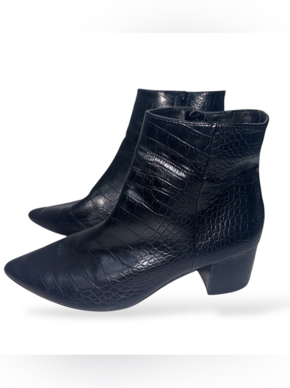 Express Black Croc Heeled Ankle Boot